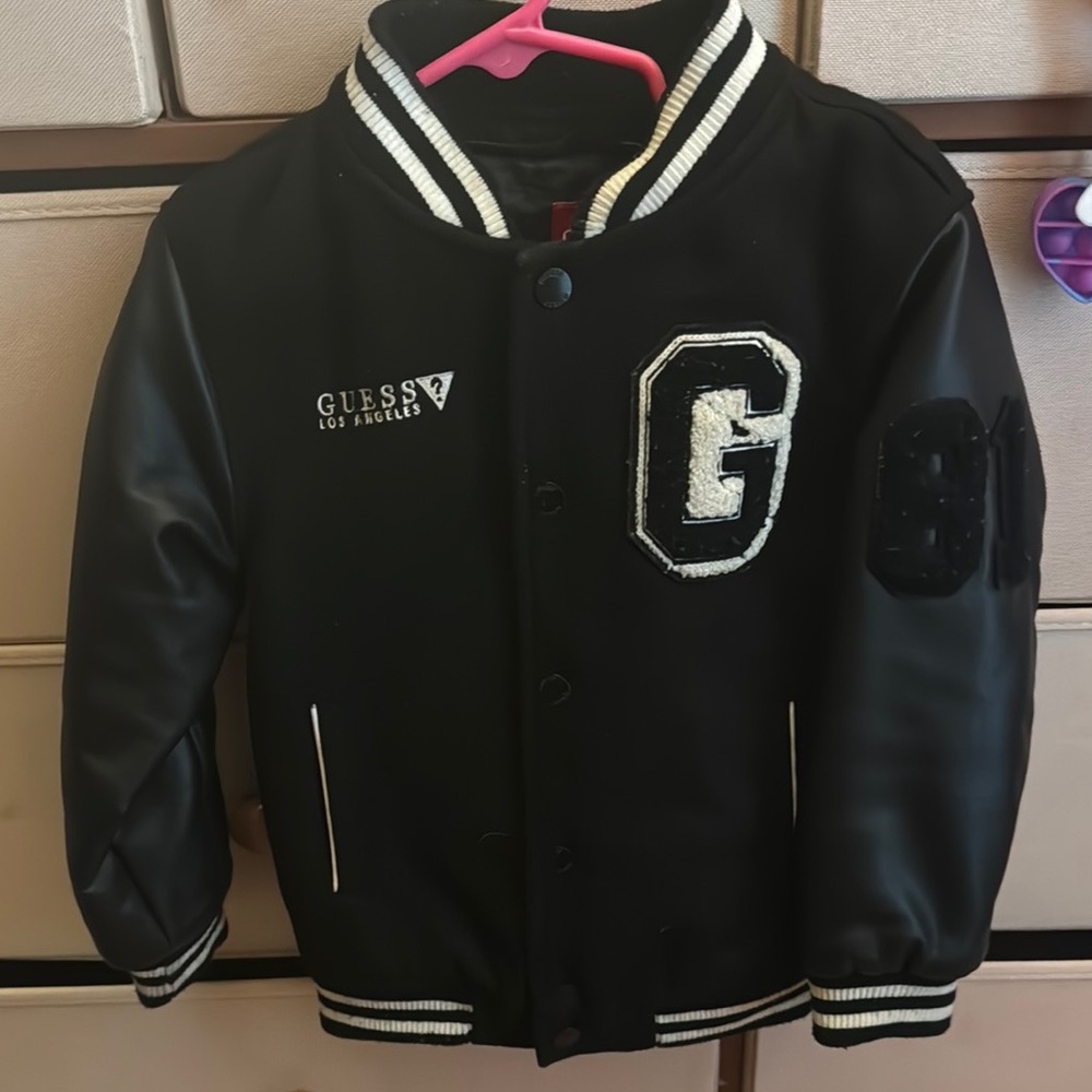 GUESS Kids Black and White Letterman Jacket